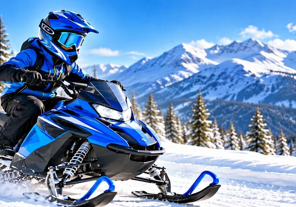 Blue Snowmobile Carving Alpine Powder Blue Snowmobile Carving Alpine Powder