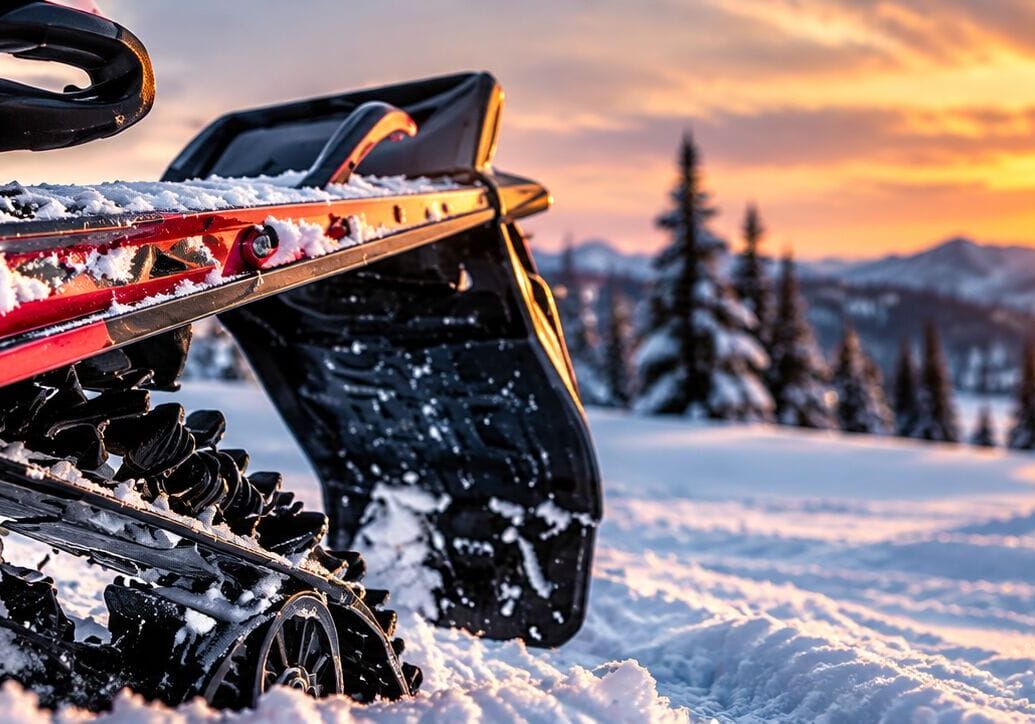 Snowmobile at Sunset in the Mountains Snowmobile at Sunset in the Mountains